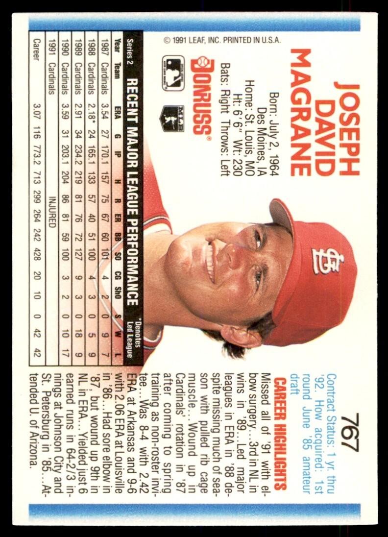 1992 Donruss Joe Magrane St. Louis Cardinals #767