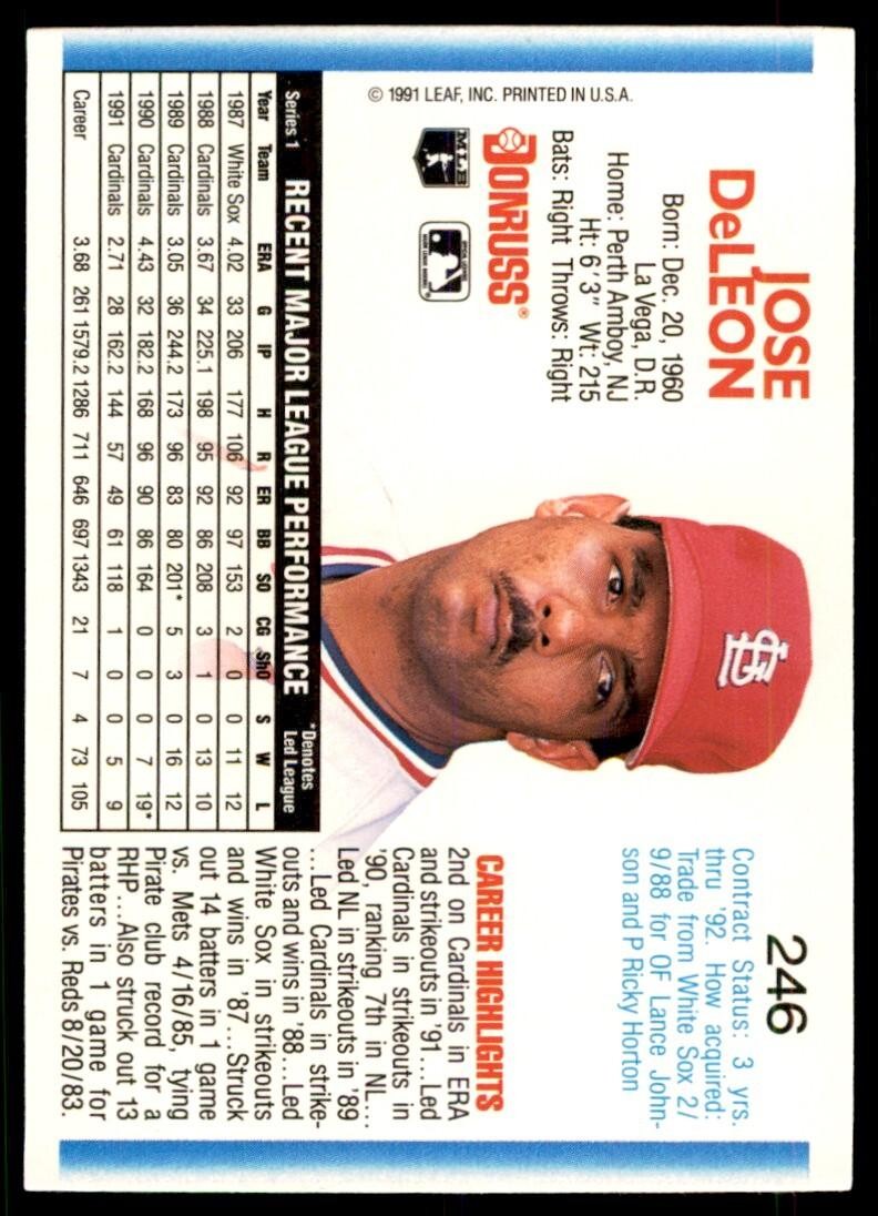 1992 Donruss Jose DeLeon St. Louis Cardinals #246