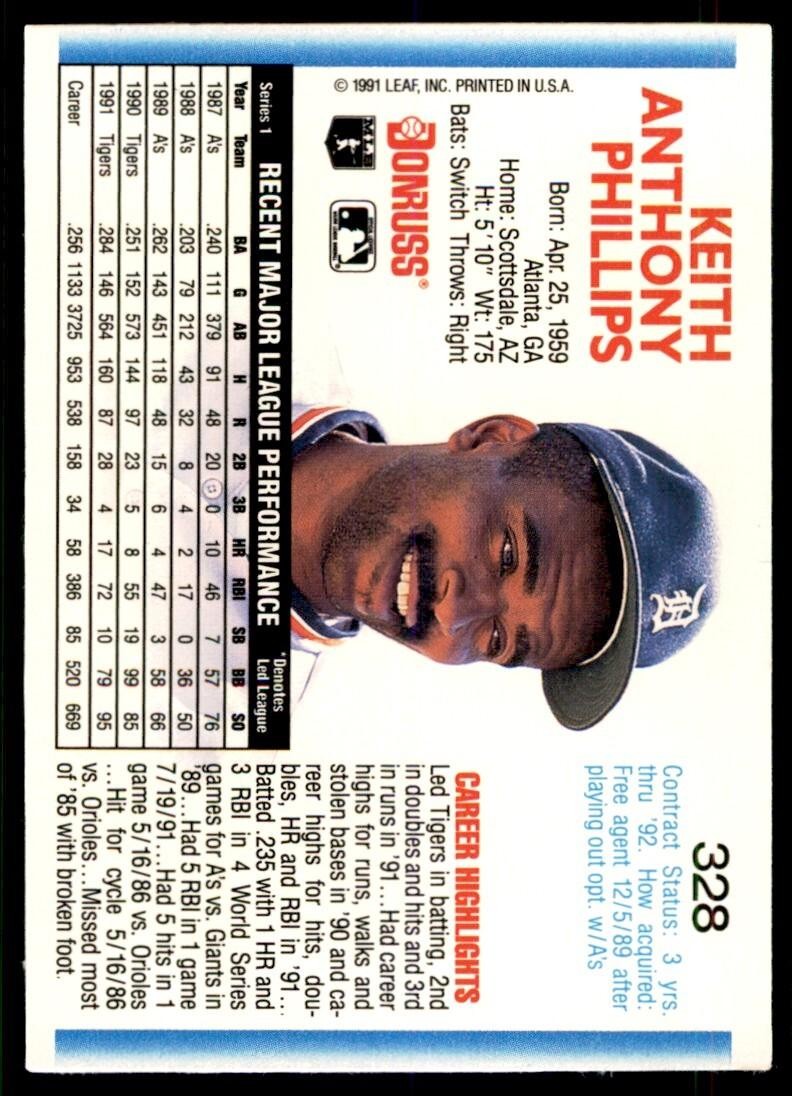 1992 Donruss Tony Phillips Detroit Tigers #328