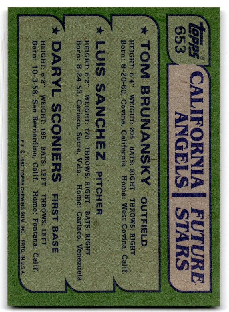 1982 Topps Cal Angels Future Stars - Brunansky Rookie k #653