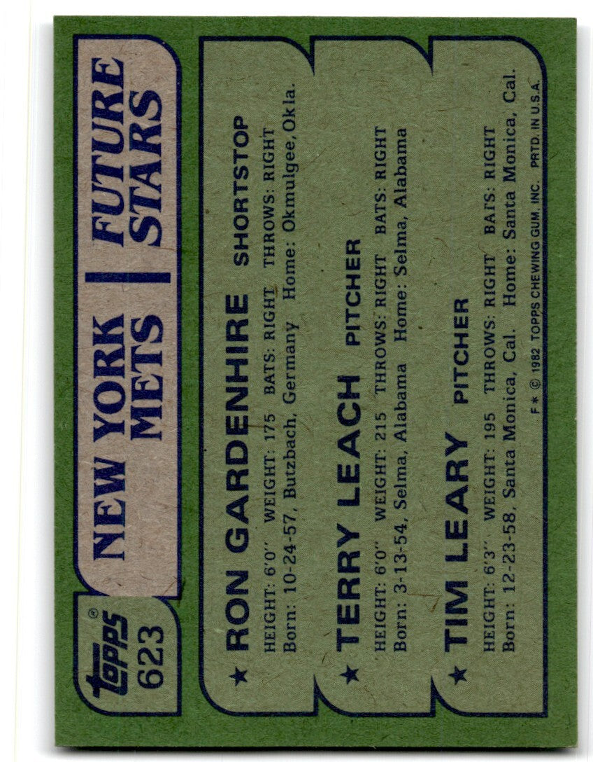 1982 Topps Mets Future Stars - Ron Gardenhire/T Leach/Tim Leary Rookie #623