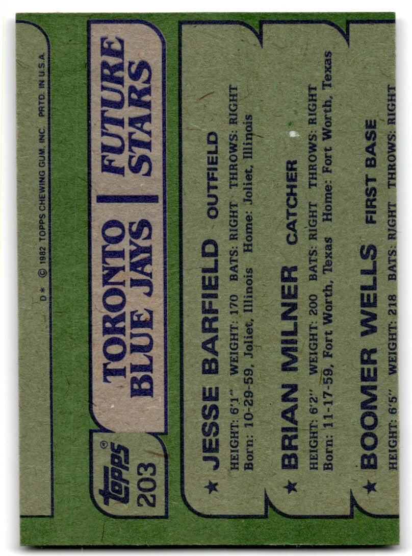1982 Topps Blue Jays Future Stars - Jesse Barfield Rookie 4 Toronto Blue Jays