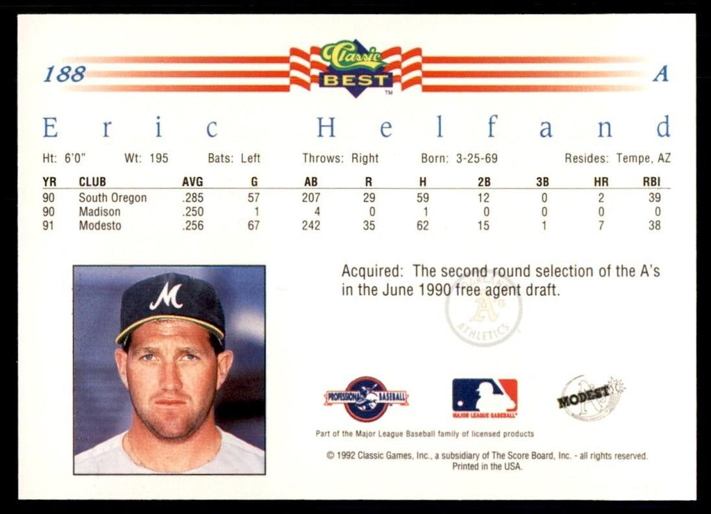 1992 Classic Best Eric Helfand Baseball Cards #188