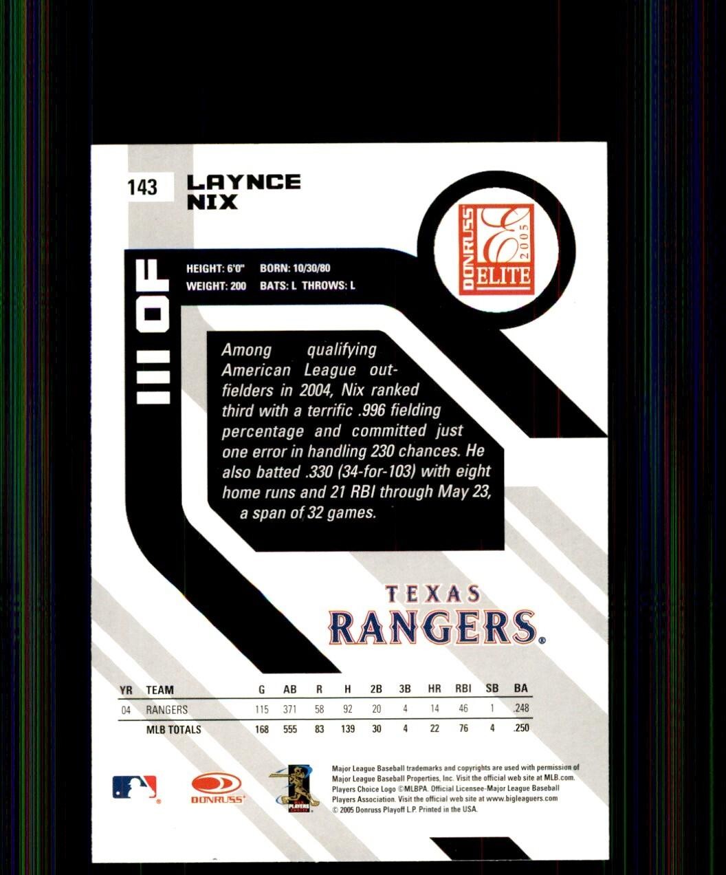 2005 Donruss Elite Laynce Nix Baseball Cards #143