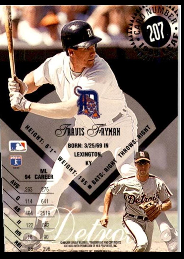 1995 Leaf Travis Fryman Detroit Tigers #207