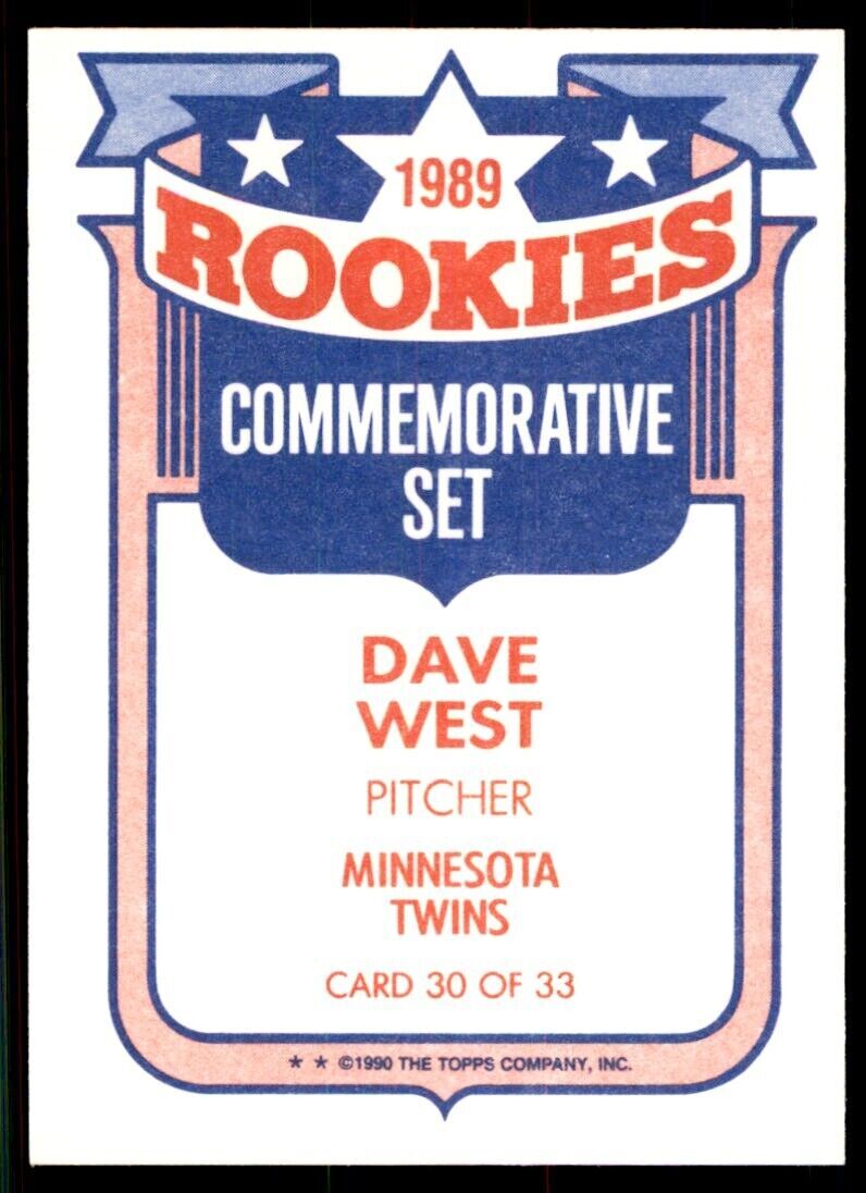1990 Topps Rookies Dave West A Baseball Cards #30