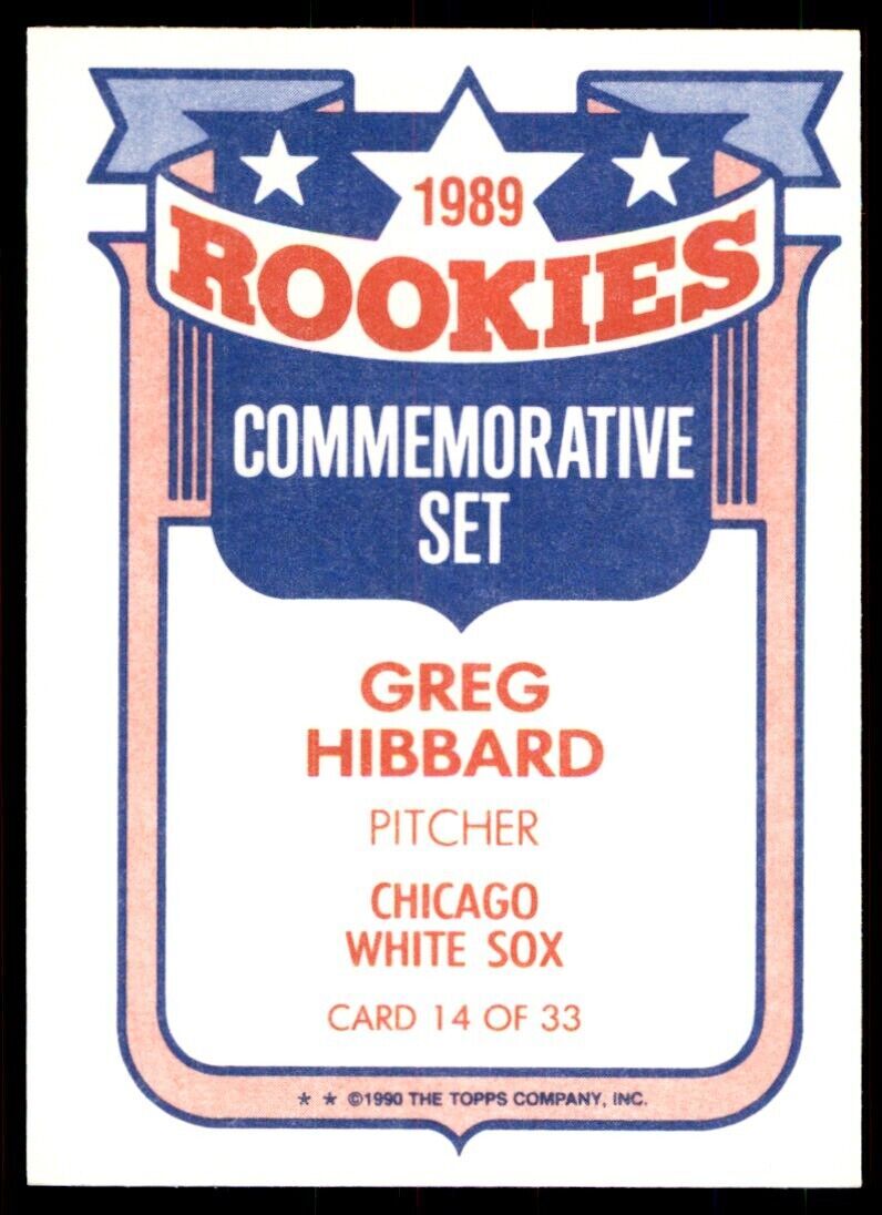 1990 Topps Rookies Greg Hibbard B Baseball Cards #14