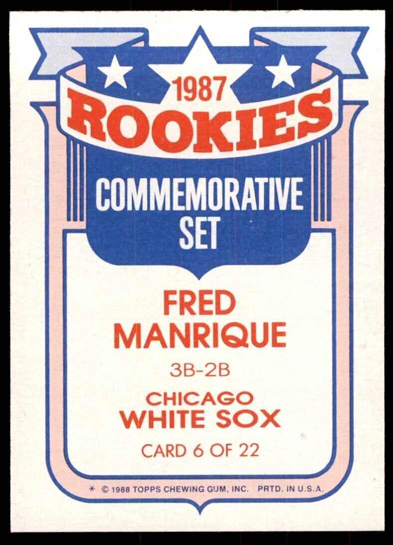 1988 Topps Rookies Fred Manrique Baseball Cards #6
