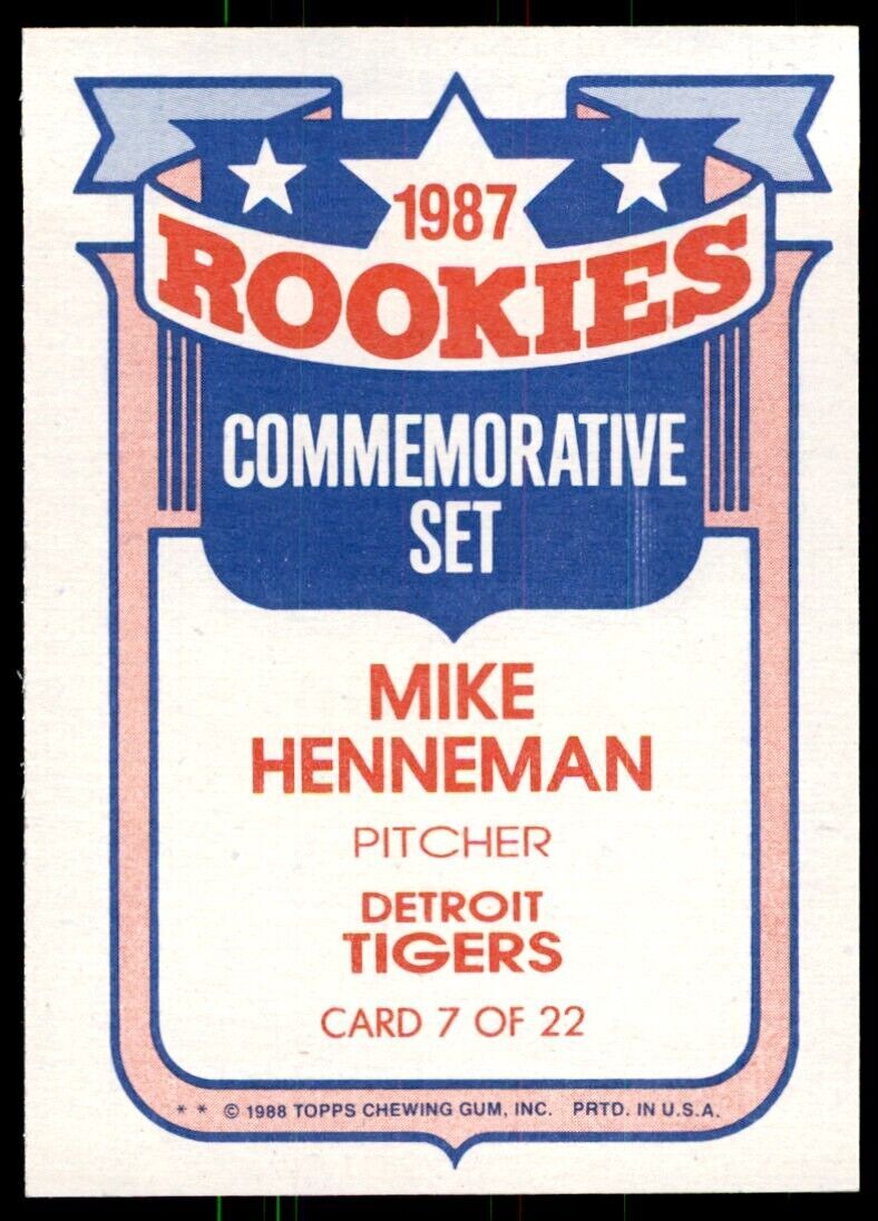 1988 Topps Rookies Mike Henneman A Baseball Cards #7