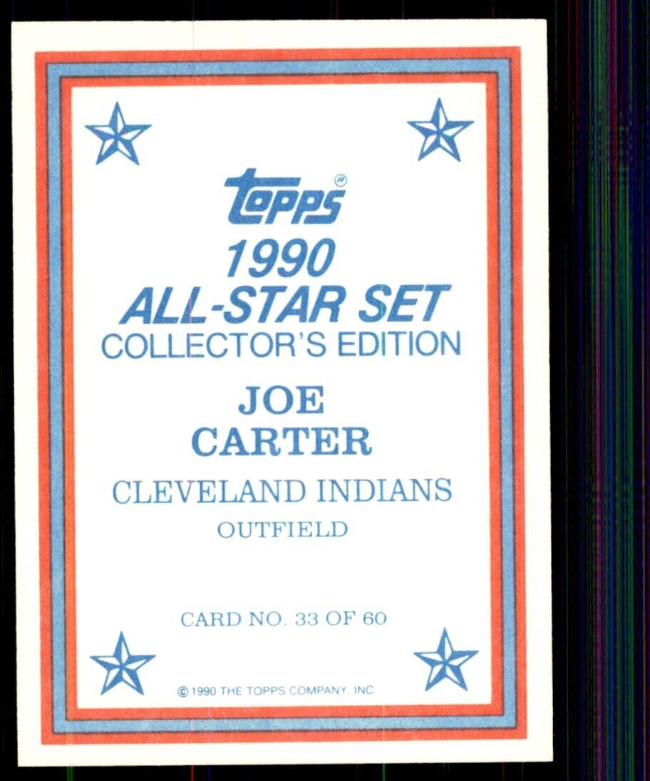 1990 Topps All Stars Joe Carter Baseball Cards #33