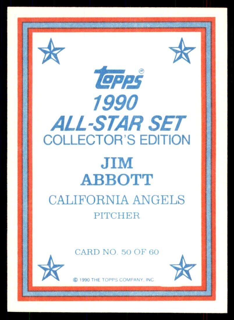 1990 Topps All Stars Jim Abbott Baseball Cards #50