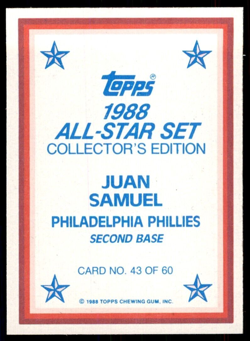 1988 Topps All Stars Juan Samuel A Baseball Cards #43