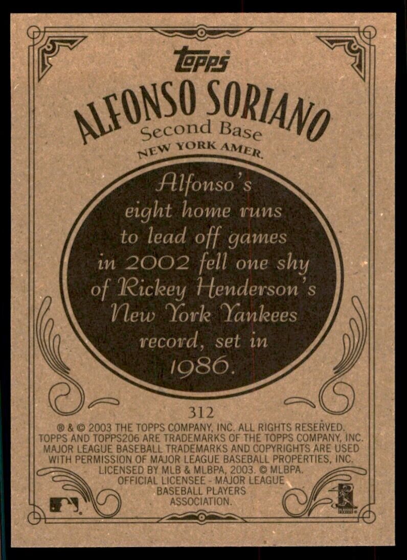 2003 Topps 206 Alfonso Soriano Baseball Cards #312