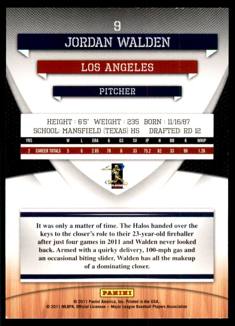 2011 Donruss Elite Series Jordan Walden Baseball Cards #9