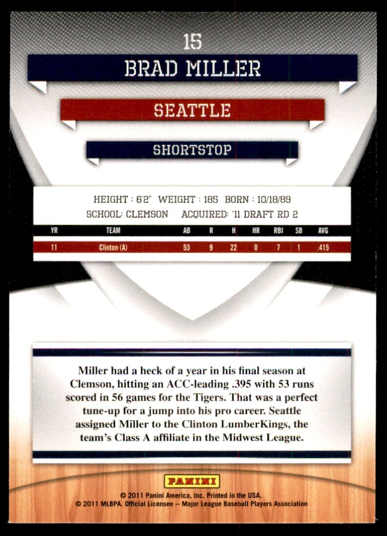 2011 Donruss Elite Series Brad Miller Baseball Cards #15
