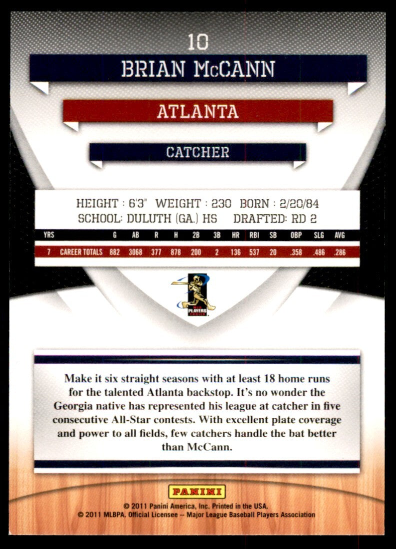 2011 Donruss Elite Series Brian McCann Baseball Cards #10