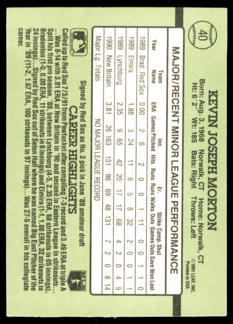 1991 Donruss The Rookies Kevin Morton Baseball Cards #40