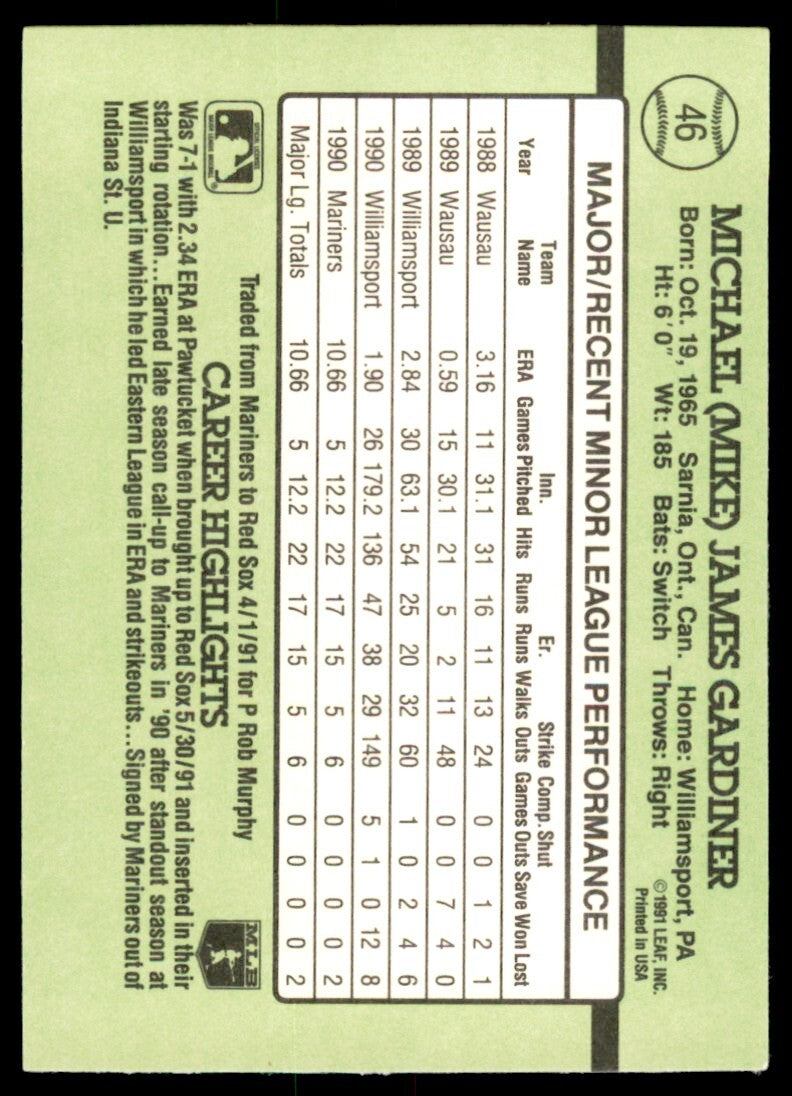 1991 Donruss The Rookies Mike Gardiner Baseball Cards #46
