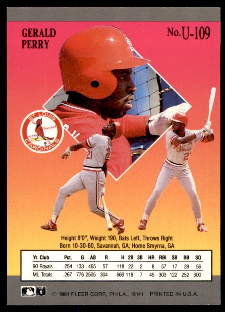 1991 Fleer Ultra Update Gerald Perry Baseball Cards #U-109