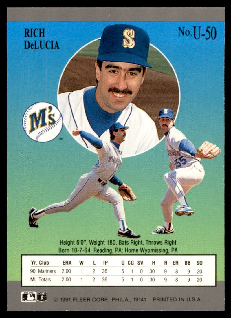 1991 Fleer Ultra Update Rich DeLucia Baseball Cards #U-50