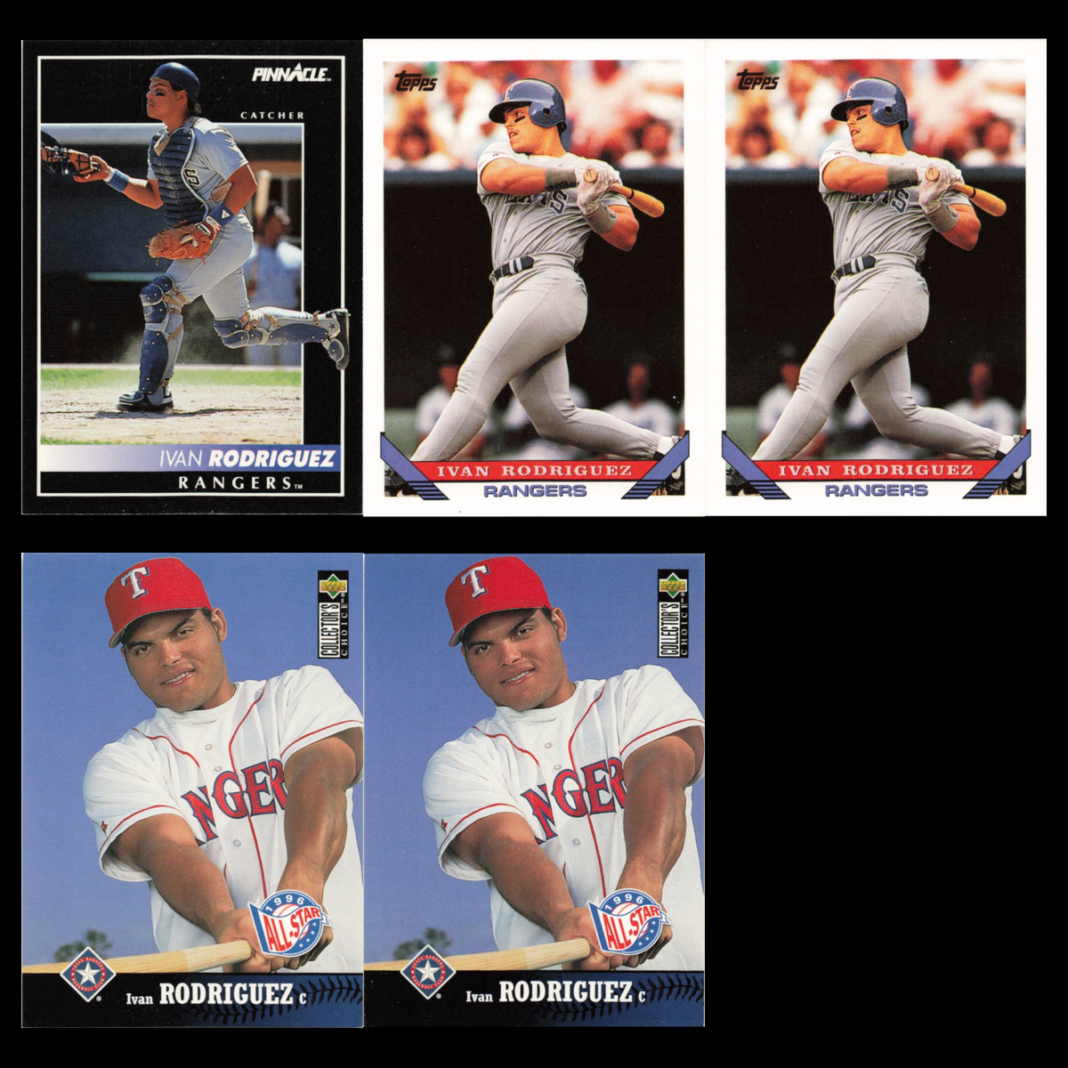 Ivan Rodriguez Lot 5 Baseball Cards  Pinnacle Texas Rangers Set Collection