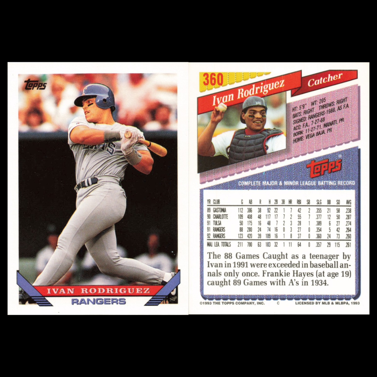 Ivan Rodriguez Lot 5 Baseball Cards  Pinnacle Texas Rangers Set Collection