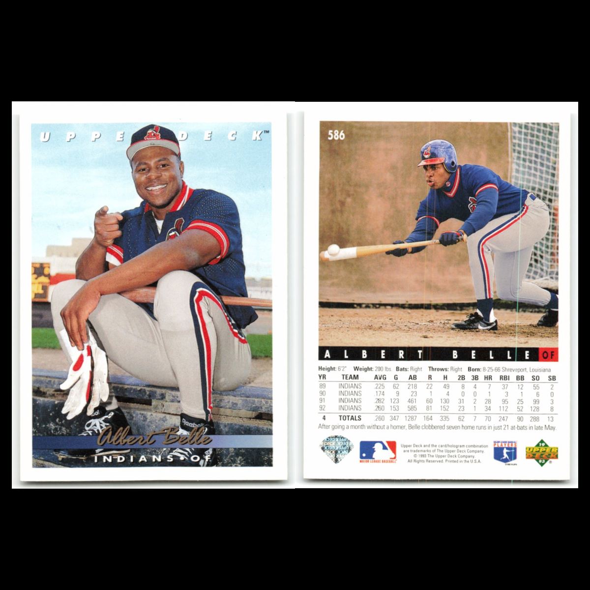 Albert Belle Lot 6 Baseball Cards Ultra Cleveland Indians Set Collection NM