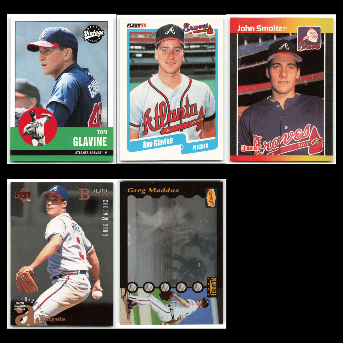 Atlanta Braves Set MLB Lot 5 Baseball Cards HOF Glavine Maddux