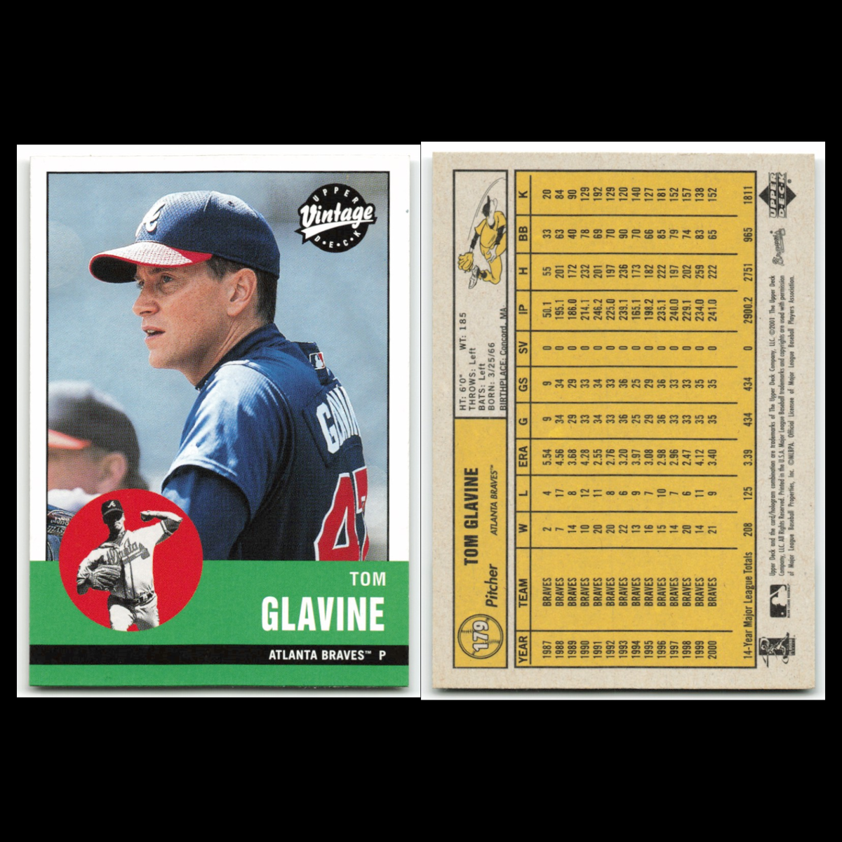 Atlanta Braves Set MLB Lot 5 Baseball Cards HOF Glavine Maddux