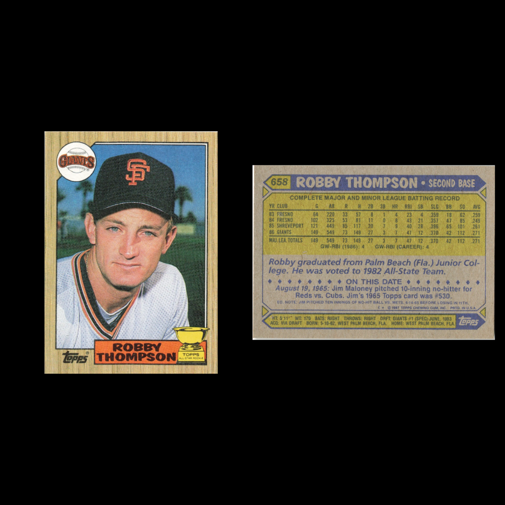 Robby Thompson Rookie Lot 21 Baseball Cards 1987 Topps San Francisco Giants Set