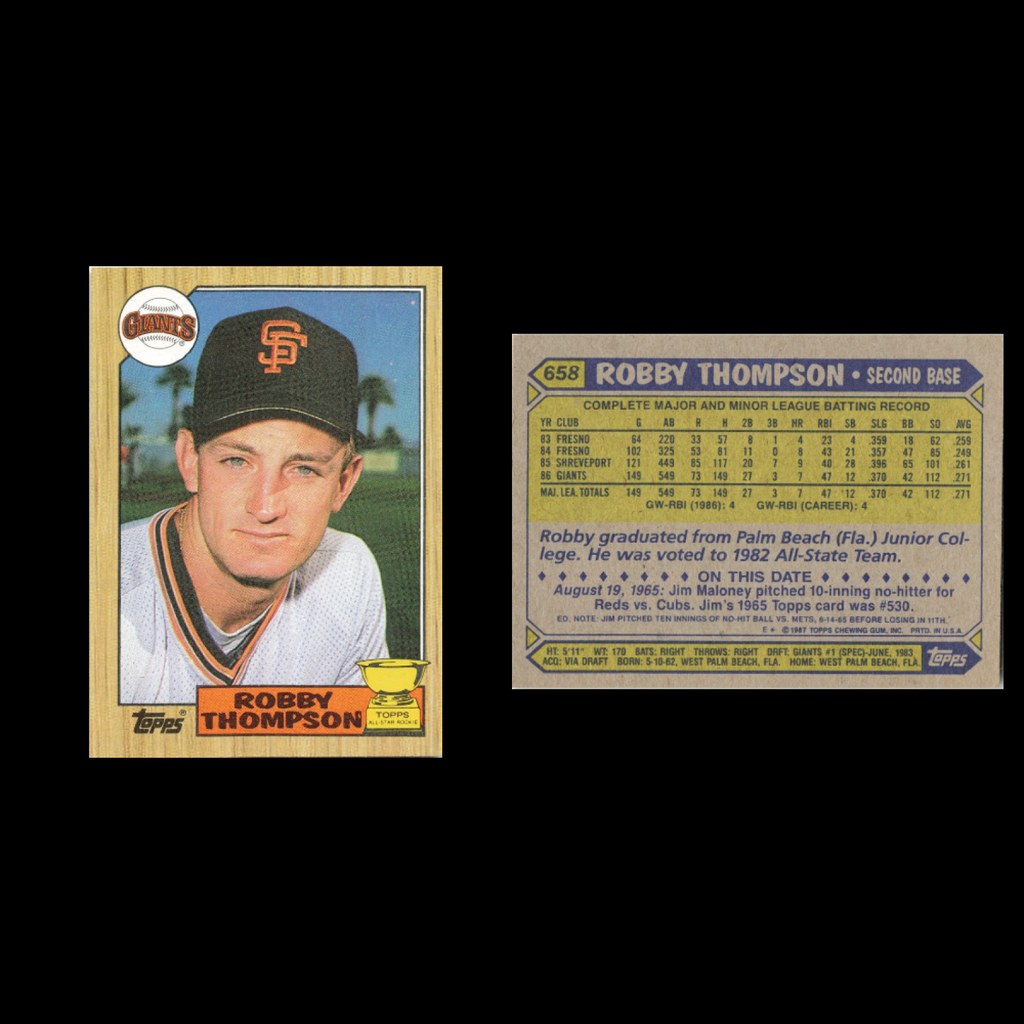 Robby Thompson Rookie Lot 21 Baseball Cards 1987 Topps San Francisco Giants Set