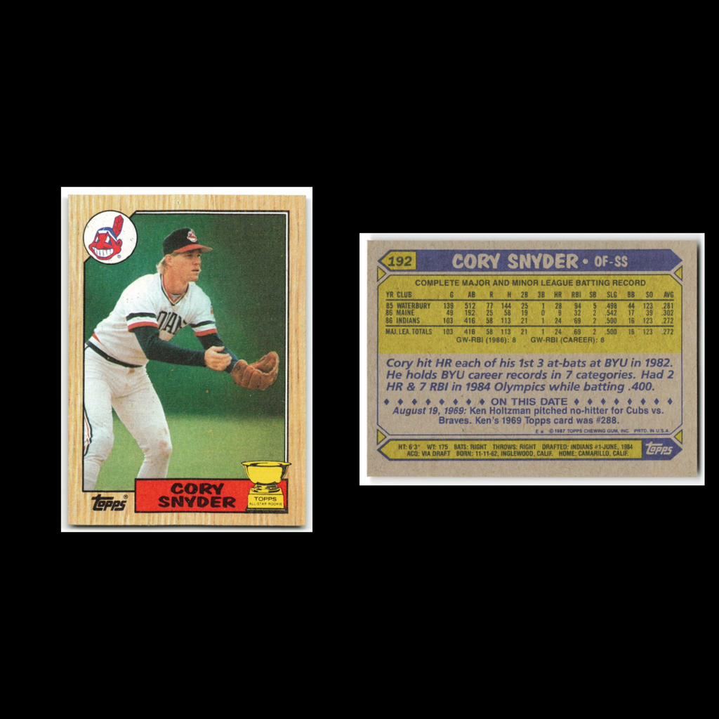 Cory Snyder Rookie Lot 7 Baseball Cards 1987 Topps Cleveland Indians Set MLB NM
