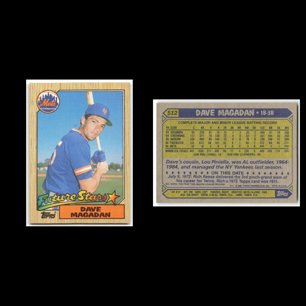 Dave Magadan Rookie Lot 9 Baseball Cards 1987 Topps New York Mets Set Collection