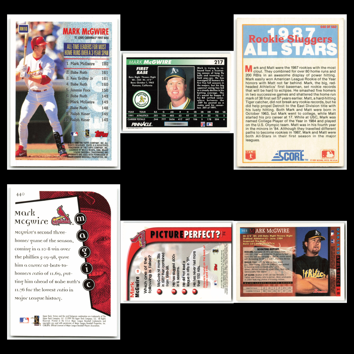 Mark McGwire Lot 6 Baseball Cards Topps Record Numbers St. Louis Cardinals