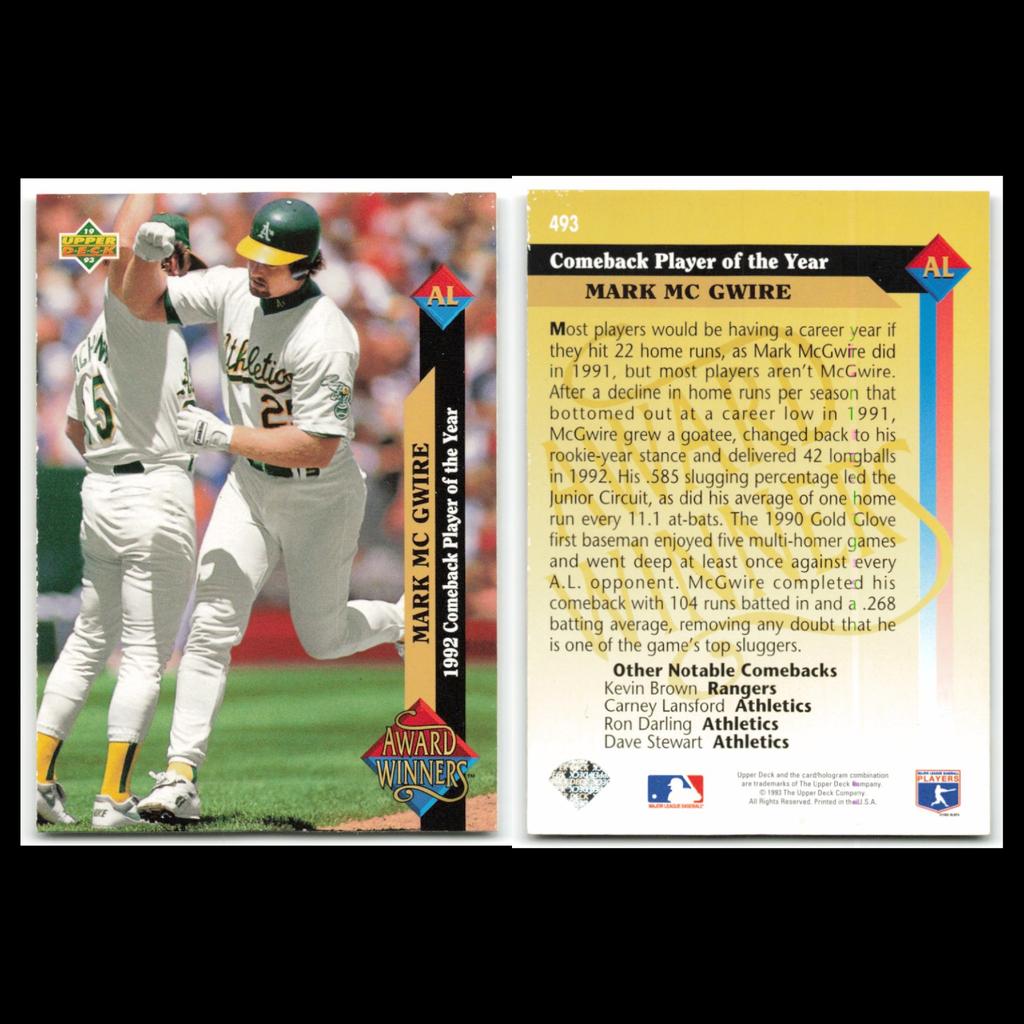 Mark McGwire Lot 6 Baseball Cards Donruss Bonus MVPs Oakland Athletics Set