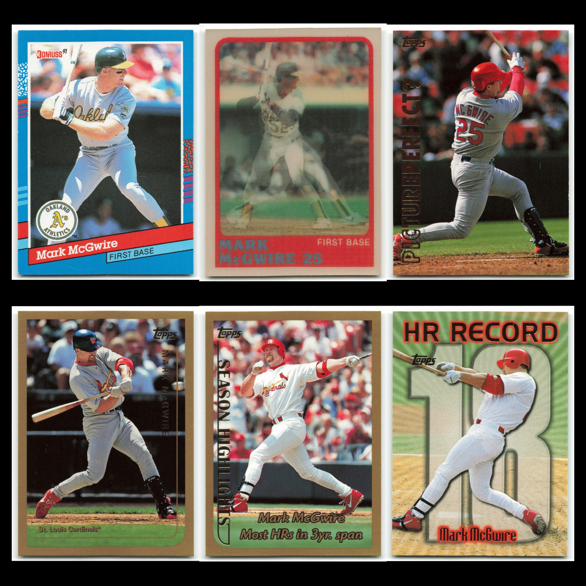 Mark McGwire Lot 6 Baseball Cards Donruss Oakland Athletics Set Collection