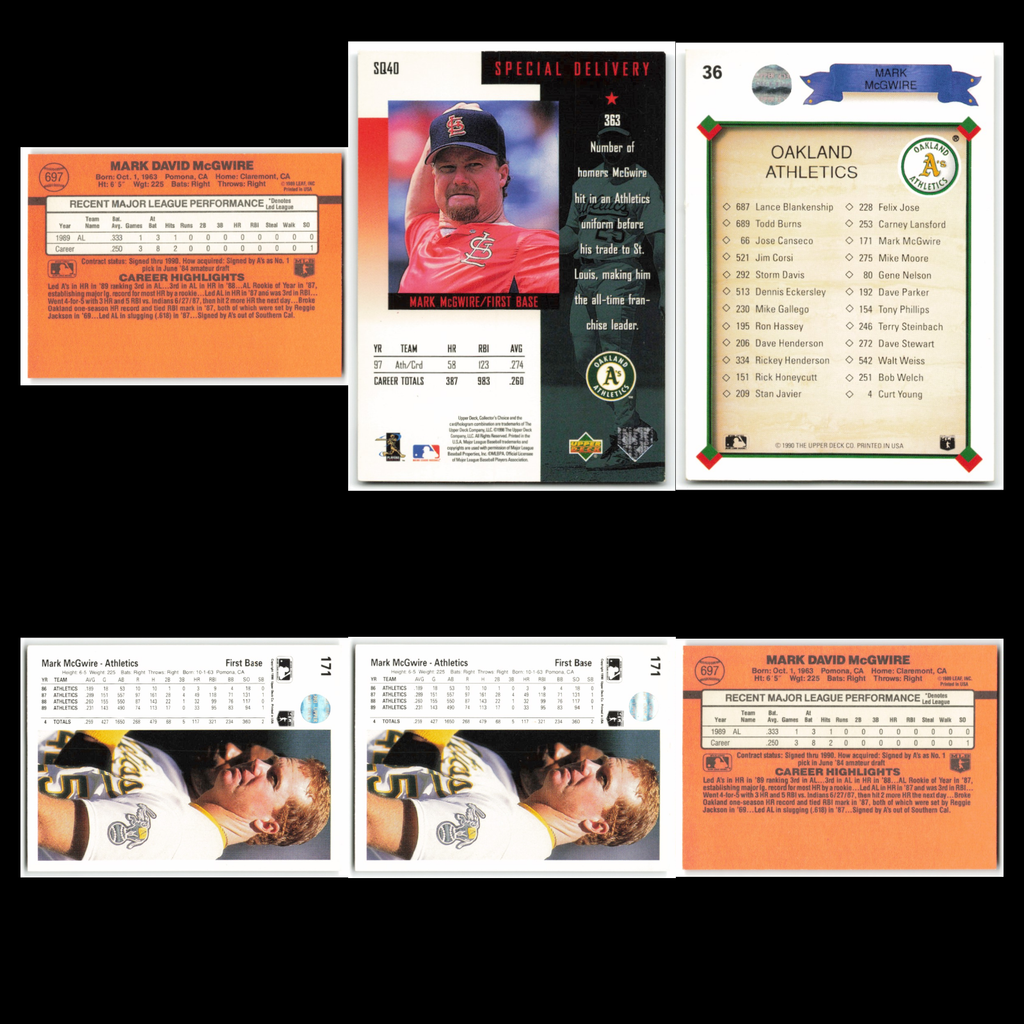Mark McGwire Lot 6 Baseball Cards Donruss Oakland Athletics Set Collection