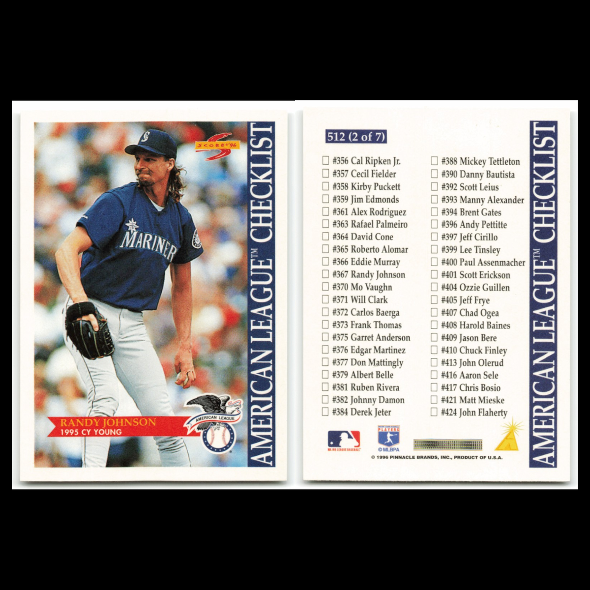 Randy Johnson Lot 6 Baseball Cards 1993 Pinnacle Seattle Mariners Set Collection