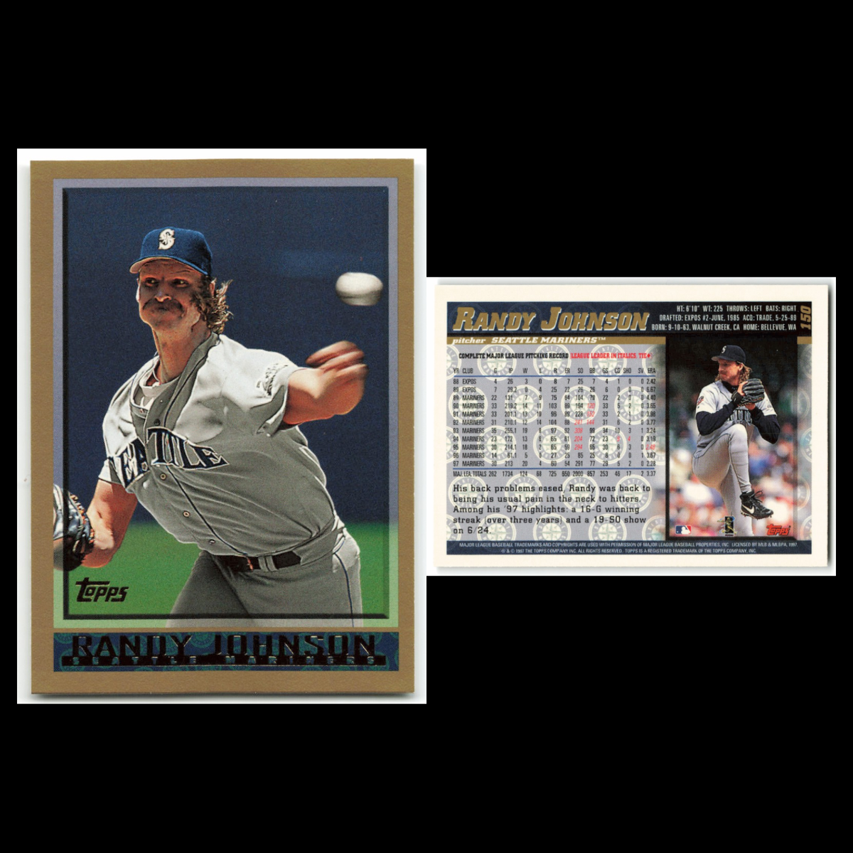 Randy Johnson Lot 6 Baseball Cards 1996 Pinnacle Seattle Mariners Set Collection