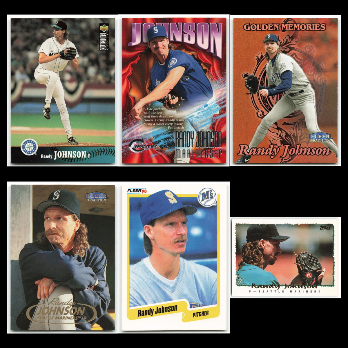 Randy Johnson Lot 6 Baseball Cards 1997 Collectors Choice Seattle Mariners Set