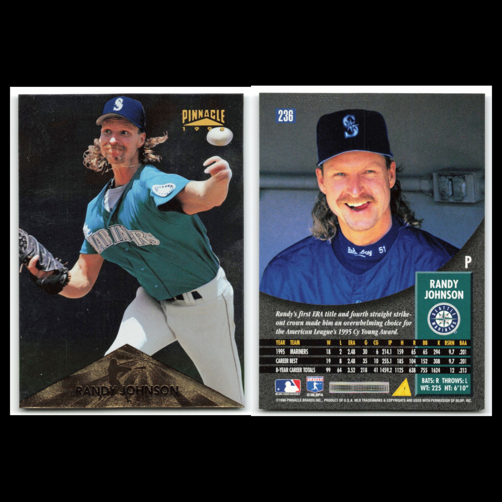 Randy Johnson Lot 6 Baseball Cards 1996 Pinnacle Seattle Mariners Set Collection