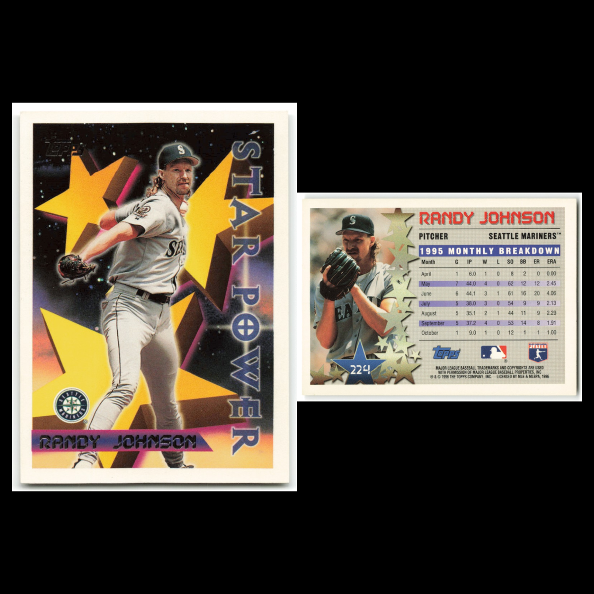 Randy Johnson Lot 6 Baseball Cards 1996 Topps Seattle Mariners Set Collection NM