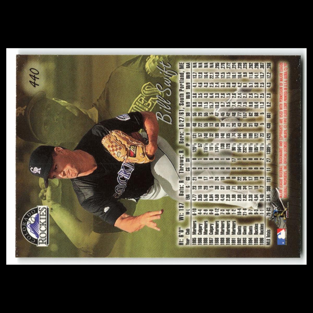 Bill Swift #440 1997 Fleer Ultra Colorado Rockies Baseball Card MLB NM