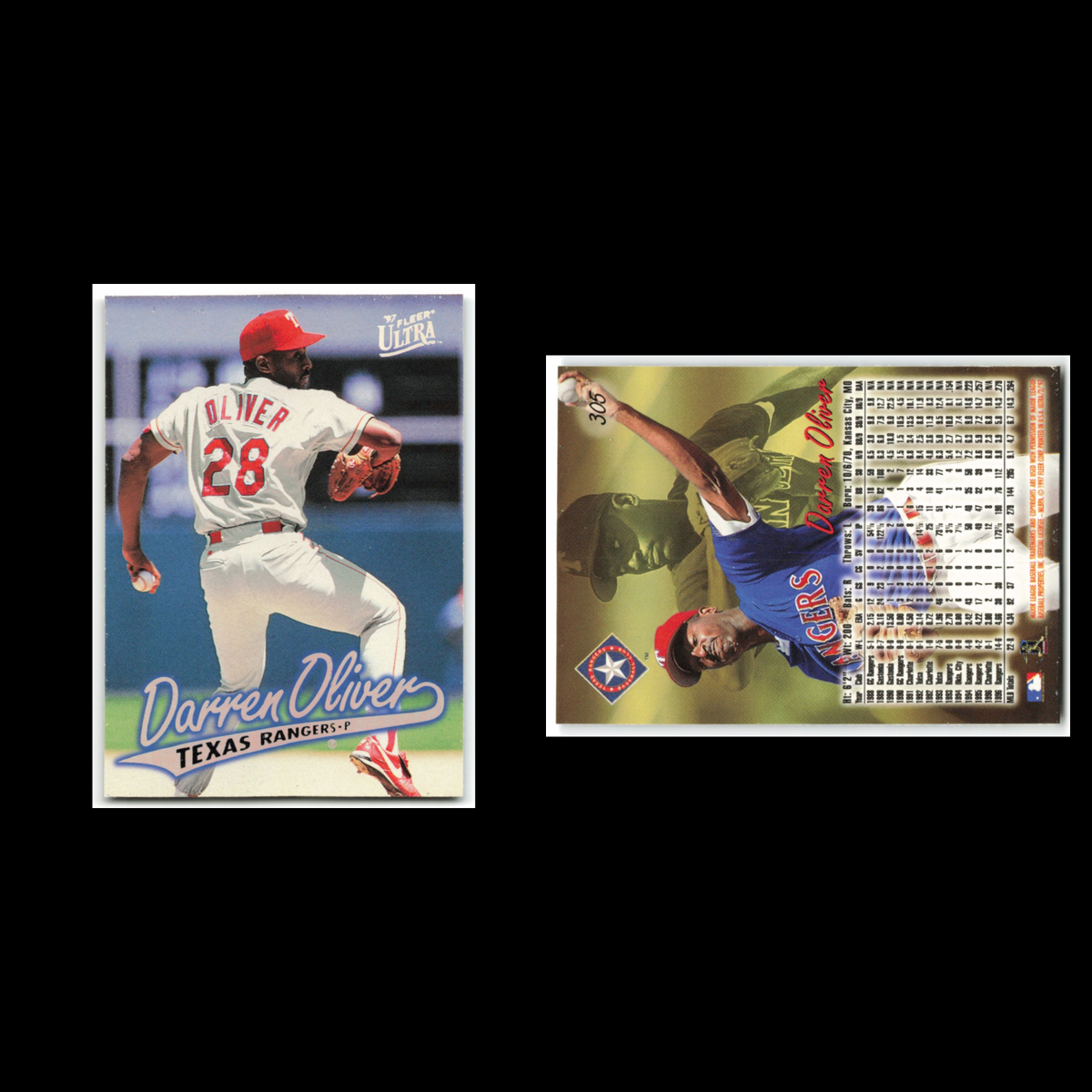 Darren Oliver #305 1997 Fleer Ultra Texas Rangers Baseball Card MLB NM