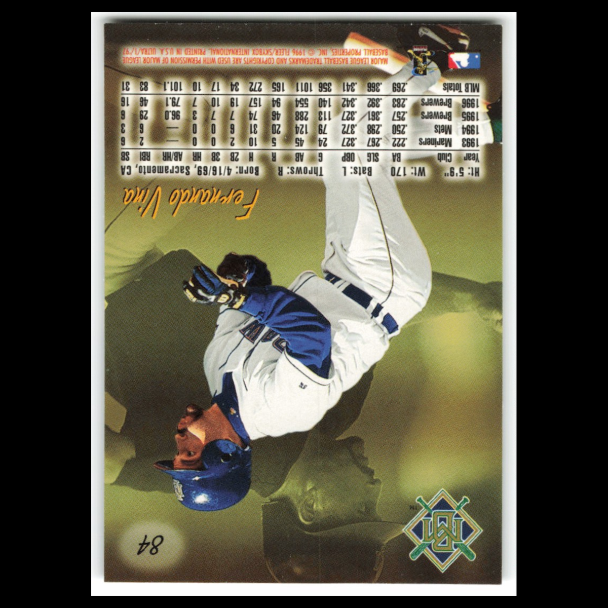 Fernando Vina #84 1997 Fleer Ultra Milwaukee Brewers Baseball Card MLB NM