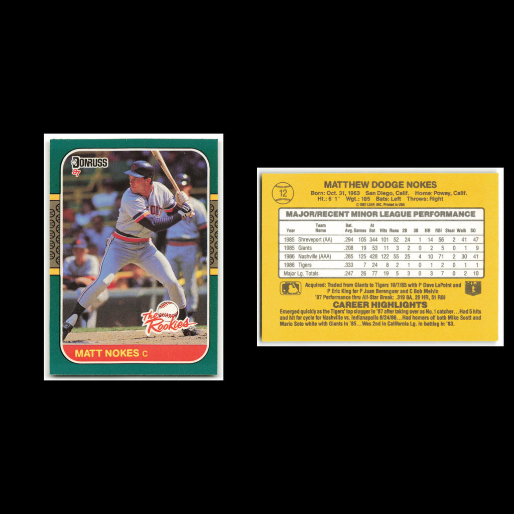 Matt Nokes Rookie #12 1987 Donruss The Rookies Detroit Tigers Baseball Card MLB