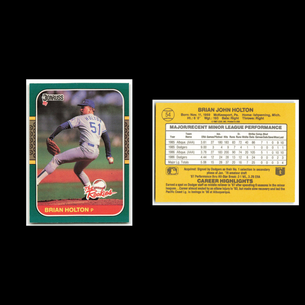 Brian Holton Rookie #54 1987 Donruss The Rookies Los Angeles Dodgers Baseball NM
