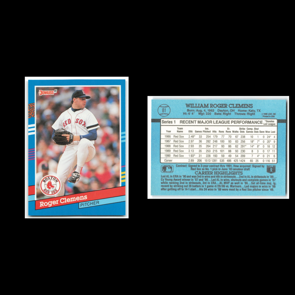Roger Clemens Lot 8 Baseball Cards 1990 Topps Boston Red Sox Set Collection MLB