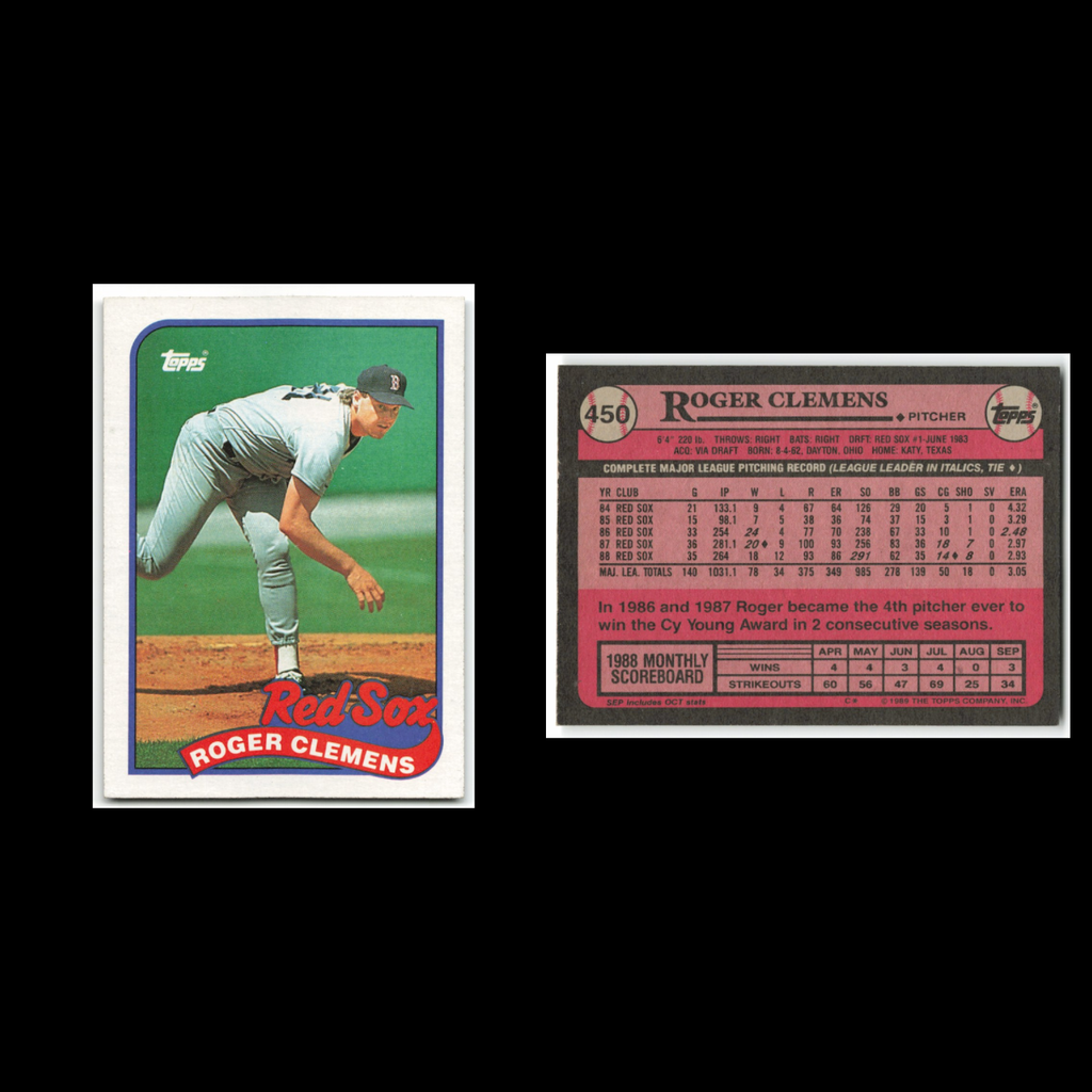 Roger Clemens Lot 8 Baseball Cards 1989 Fleer For The Record Boston Red Sox Set