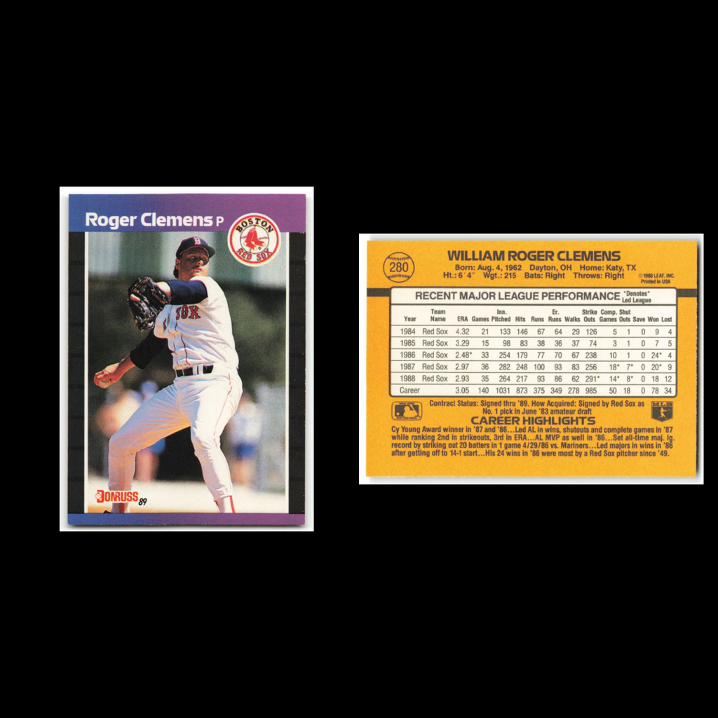 Roger Clemens Lot 8 Baseball Cards 1989 Donruss Boston Red Sox Set Collection NM